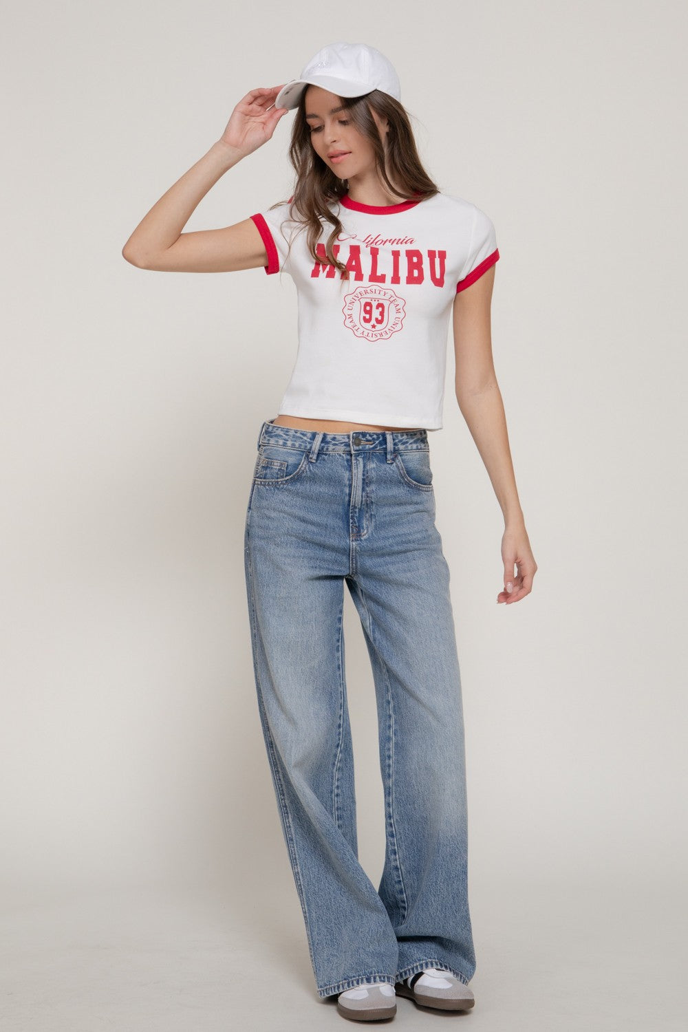 Short Slv Malibu Print Ringer T-shirt