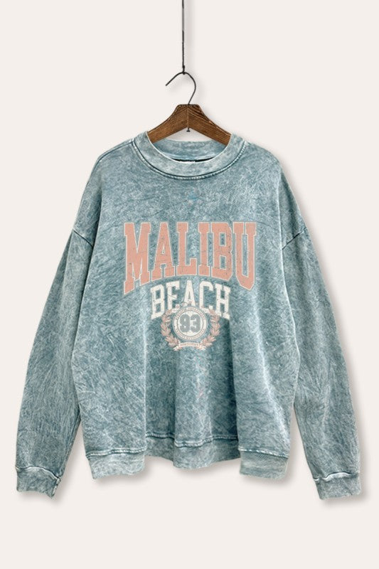 MALIBU BEACH MINERAL WASH GRAPHIC SWEATSHIRT