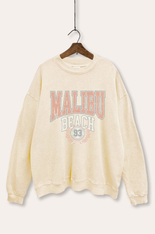 MALIBU BEACH MINERAL WASH GRAPHIC SWEATSHIRT