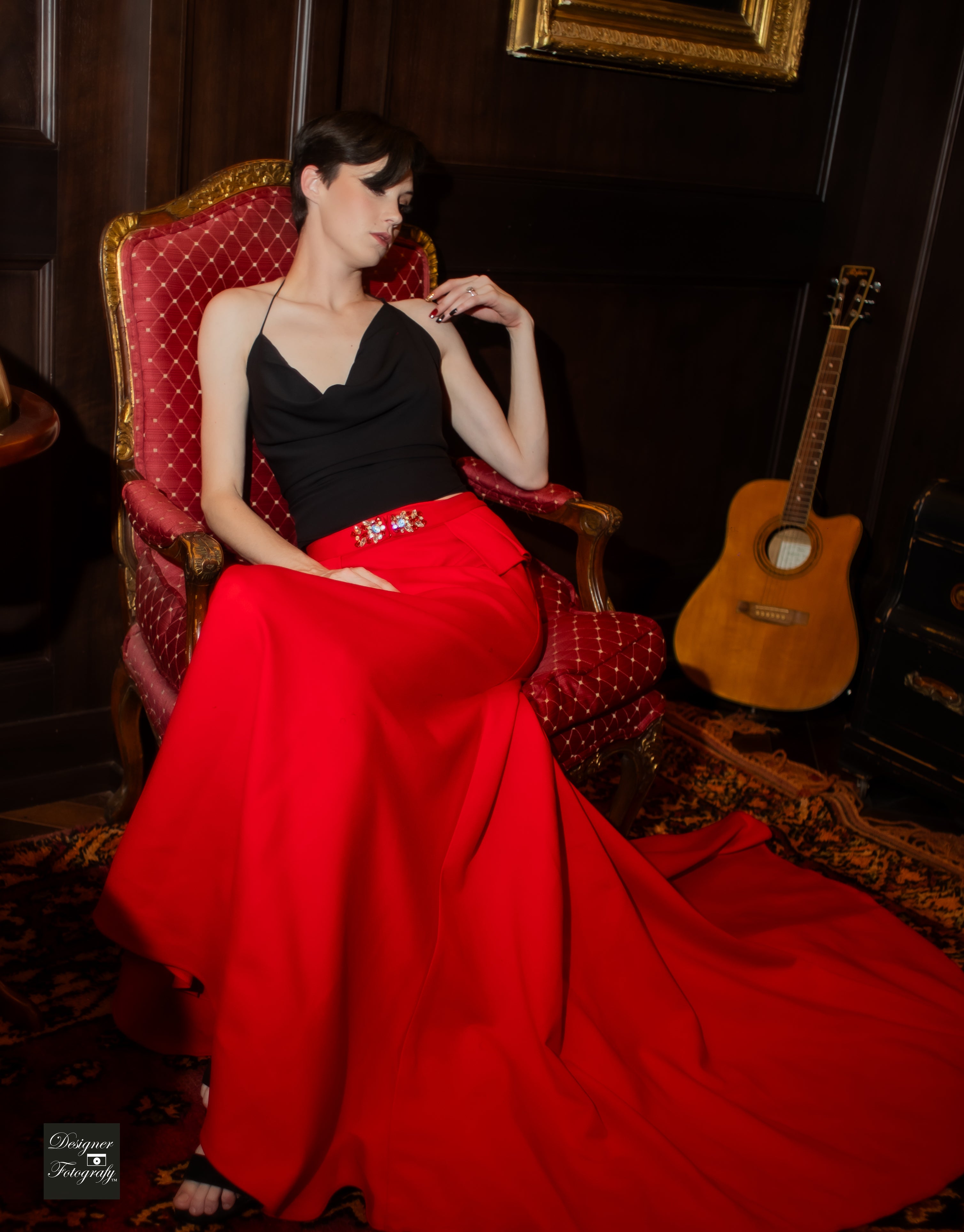 Alyce Paris Long Tail Skirt Red