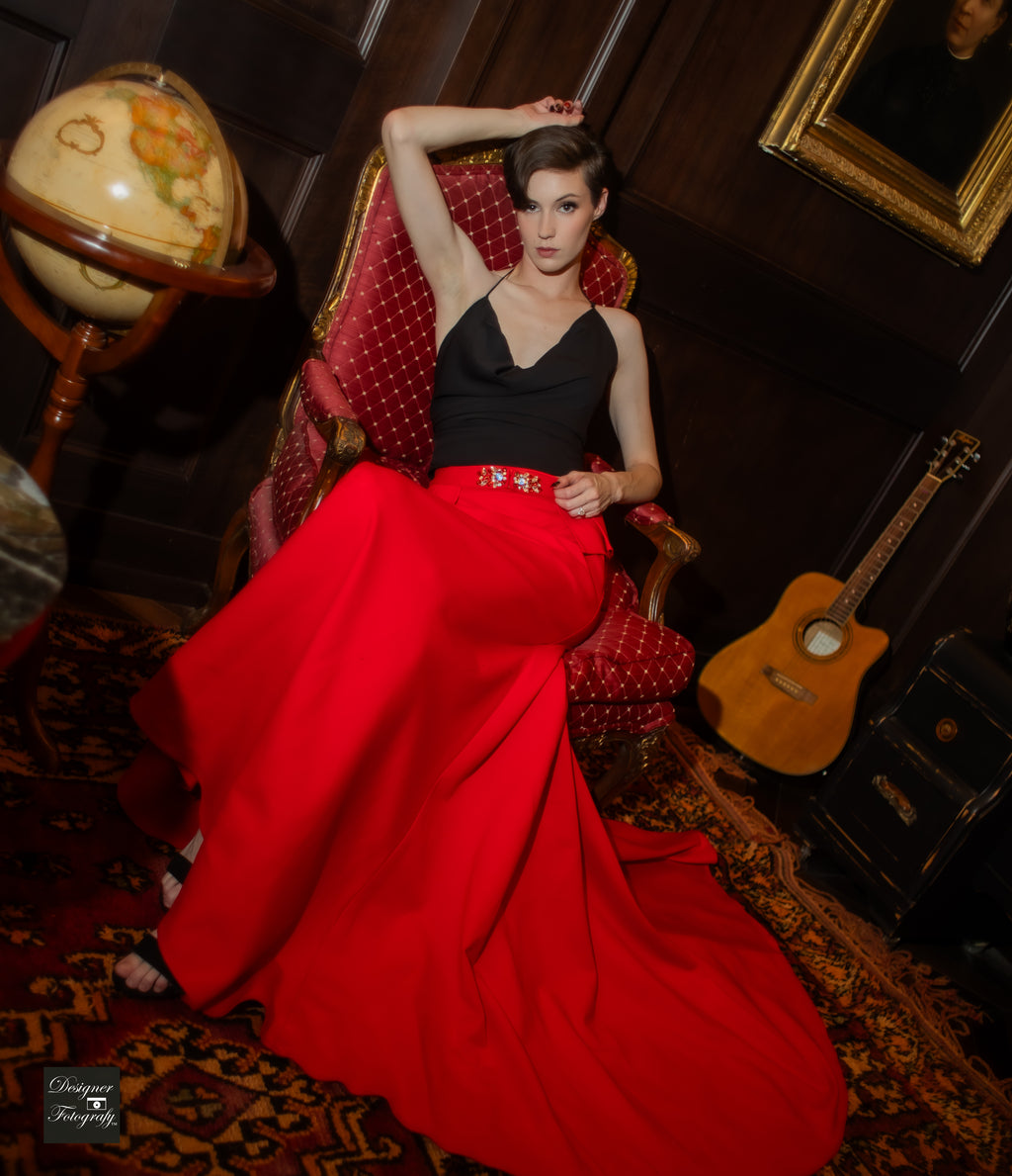 Alyce Paris Long Tail Skirt Red