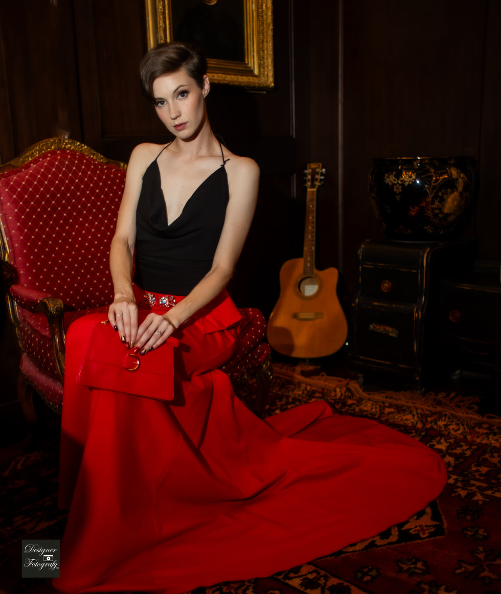 Alyce Paris Long Tail Skirt Red