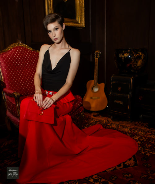 Alyce Paris Long Tail Skirt Red