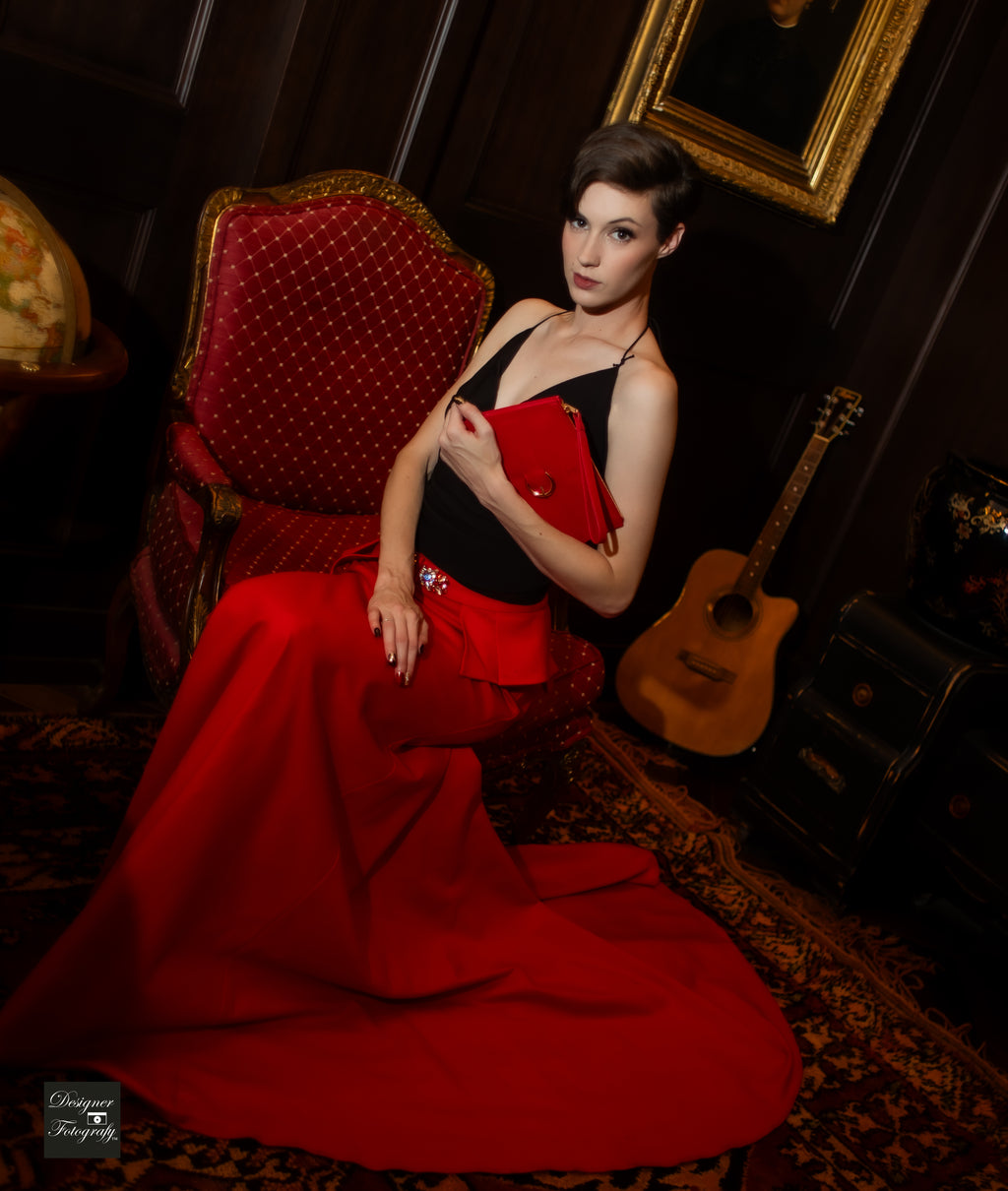 Alyce Paris Long Tail Skirt Red