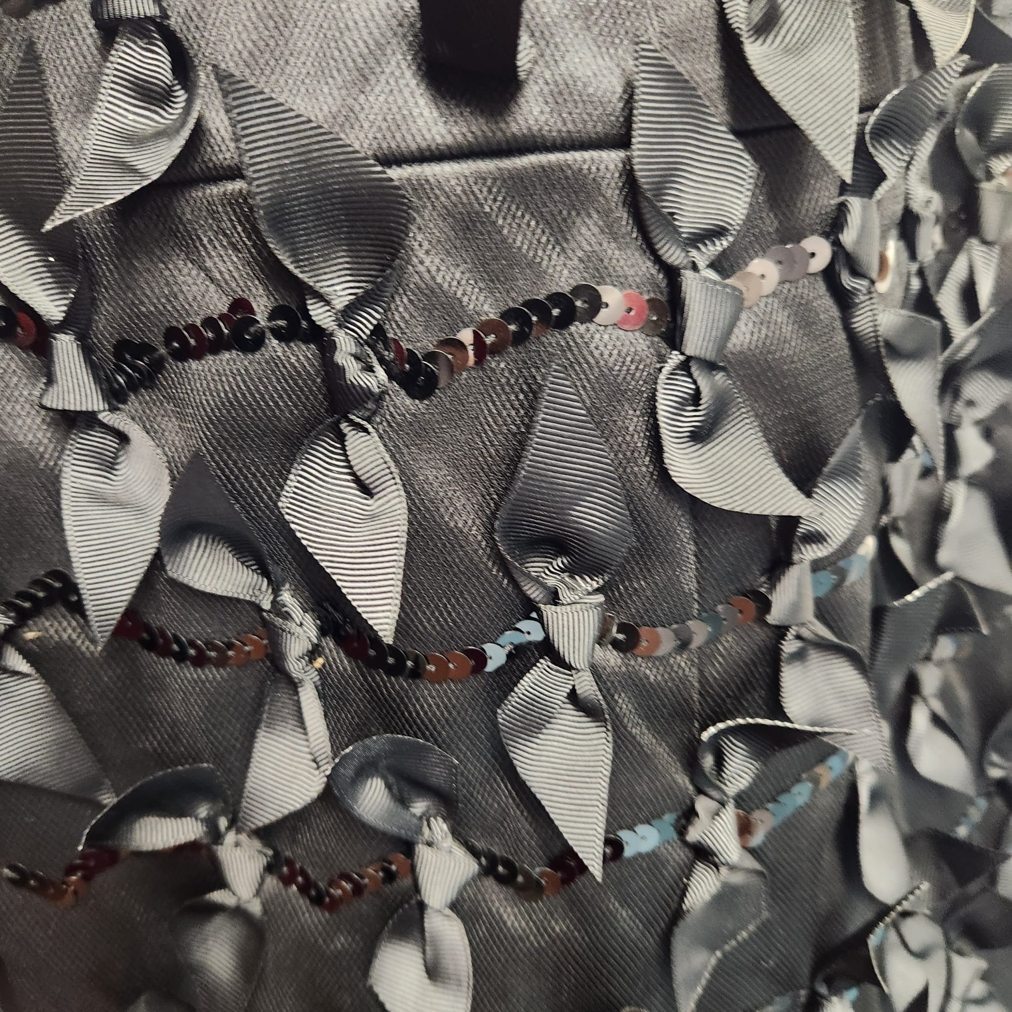 Black Satin and Silk Multi Bow Dress