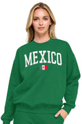 Fleece Sweatshirt With Mexico Patch And Embroidery