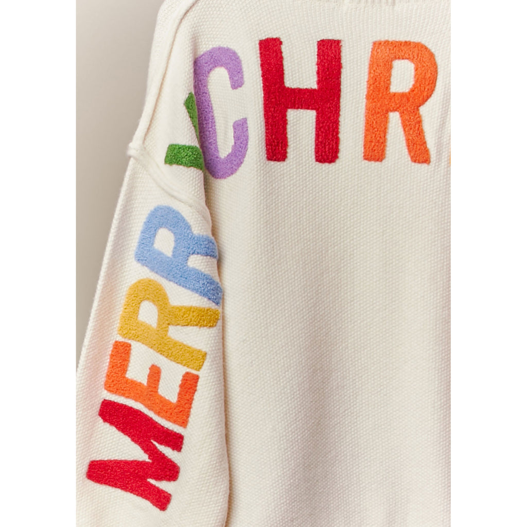 Christmas Lettering Patchwork V Neck Cardigan