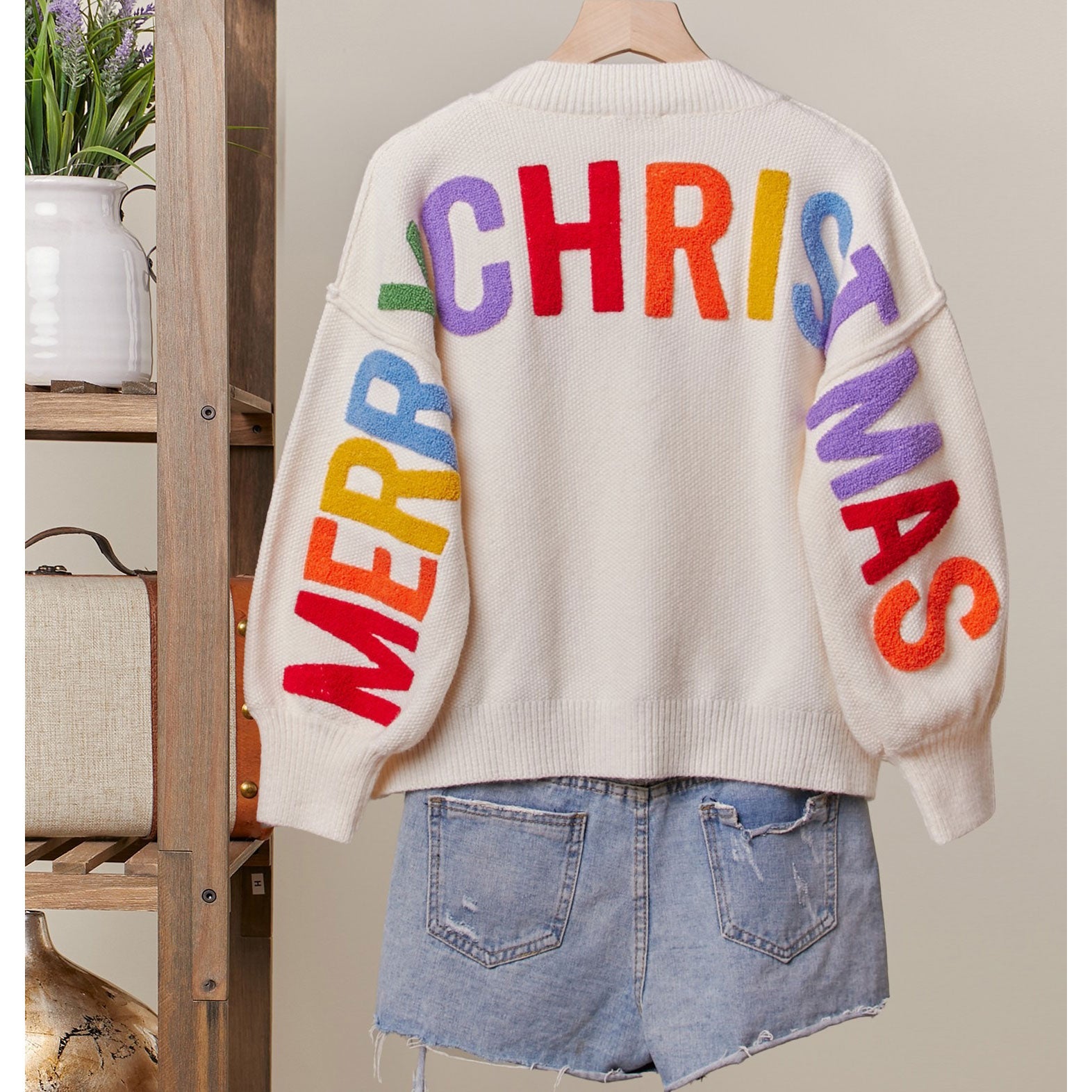 Oversize Christmas Sweater With Lettering