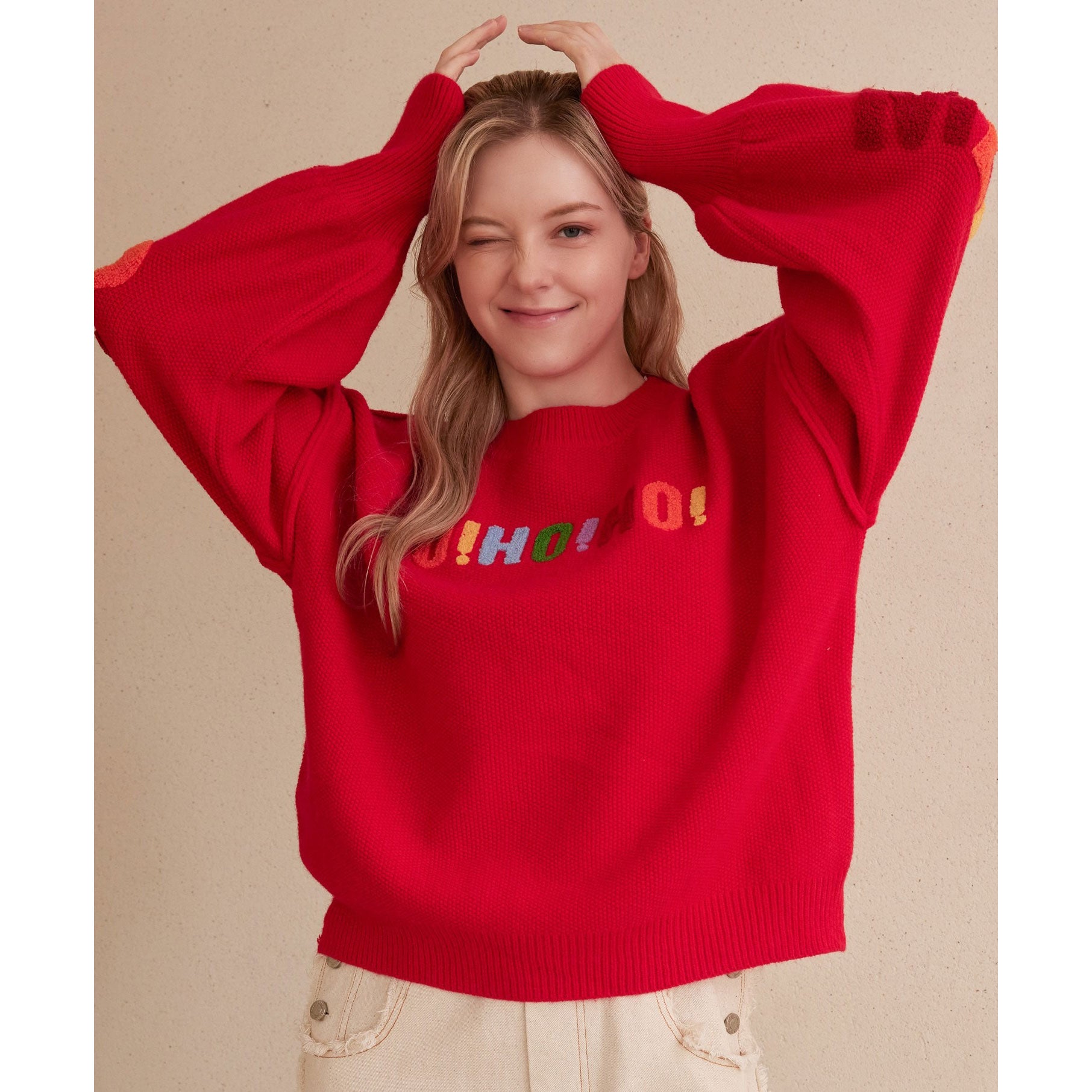 Oversize Christmas Sweater With Lettering