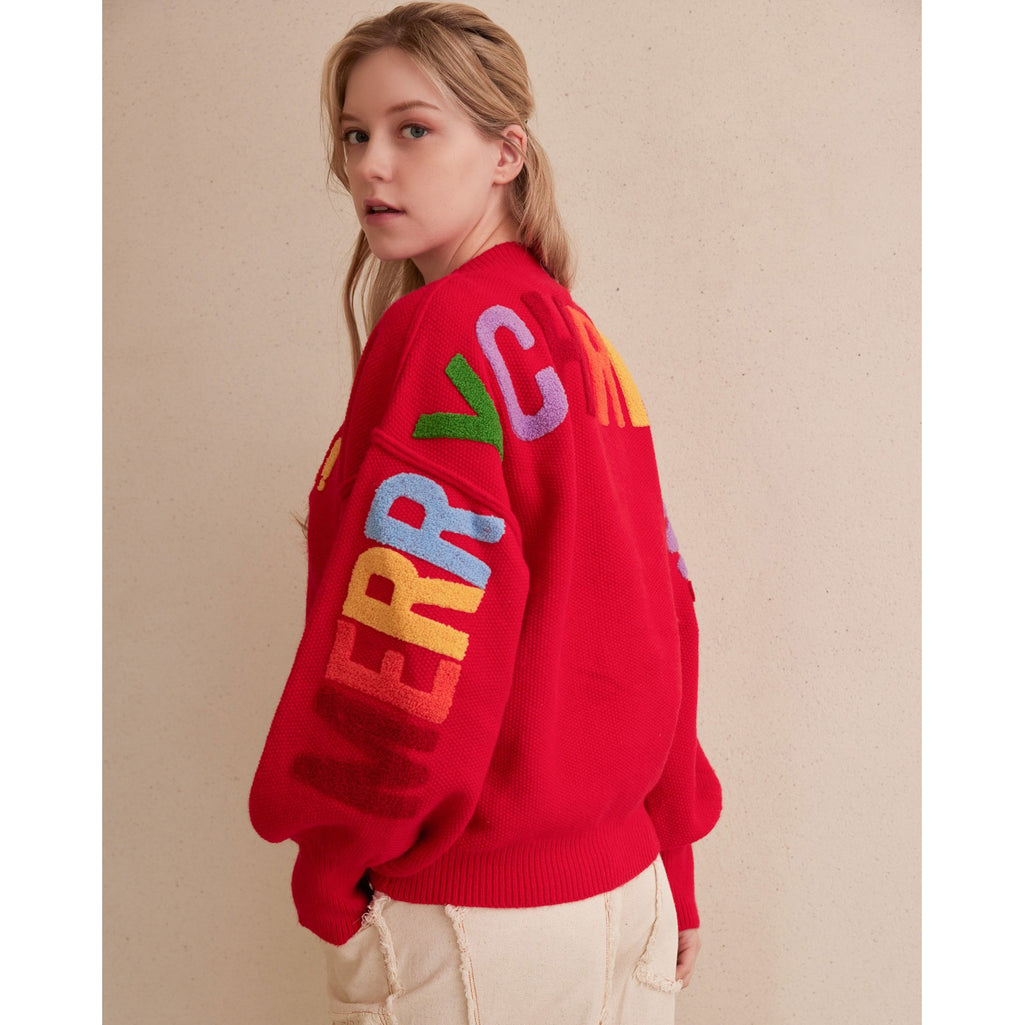 Oversize Christmas Sweater With Lettering