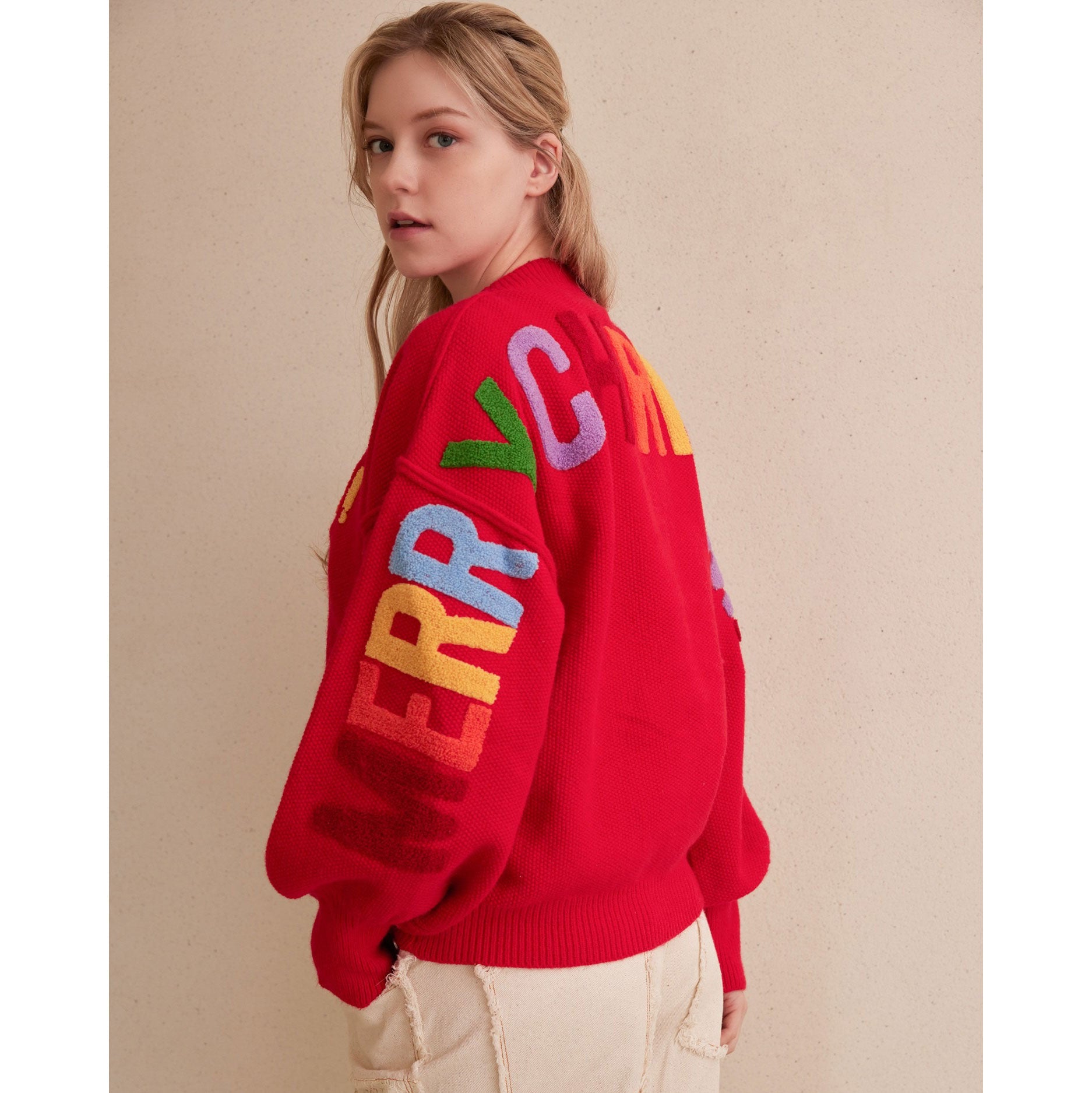 Oversize Christmas Sweater With Lettering